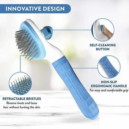 Self Cleaning Slicker Brush with Textured Grip