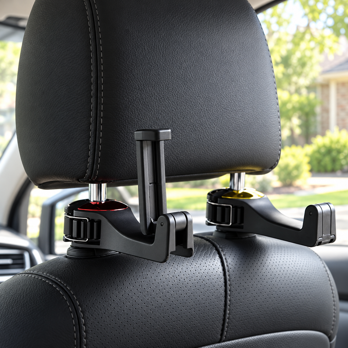 Rotating Car Headrest Hooks with Phone Holder 2 Pack