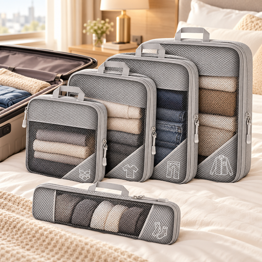 Travel Packing Cubes 5 Piece Set for Suitcase Organisation