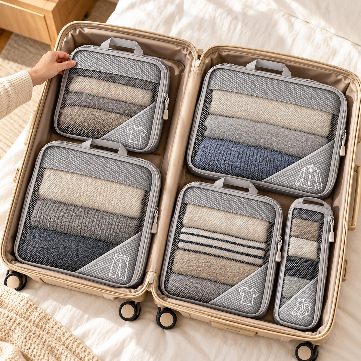 Travel Packing Cubes 5 Piece Set for Suitcase Organisation