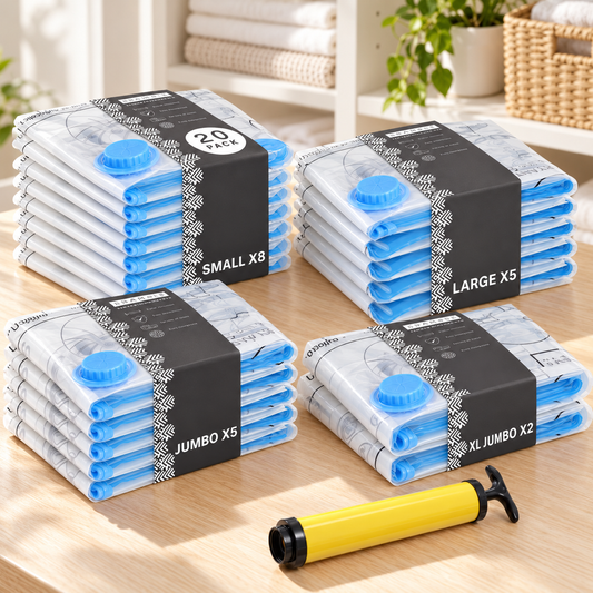 Vacuum Storage Bags 20 Pack with Hand Pump