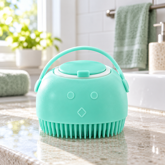 Silicone Pet Bath Brush with Shampoo Dispenser